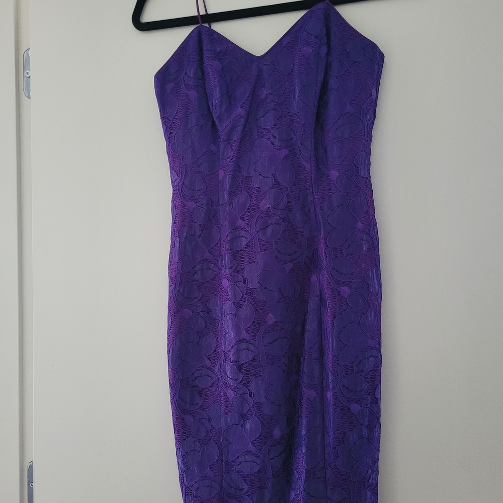 Chic Strapless Purple Lace Dress